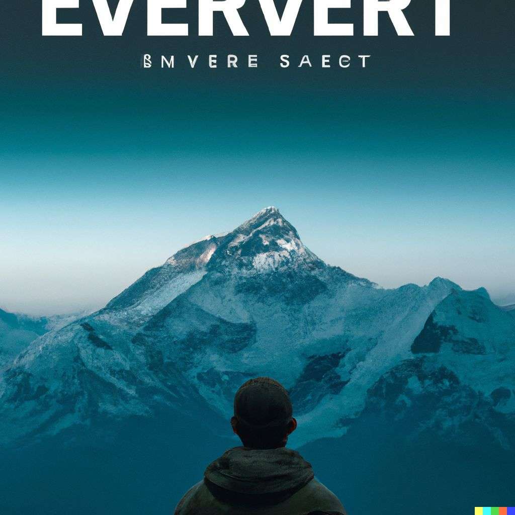 someone gazing at Mount Everest, movie poster